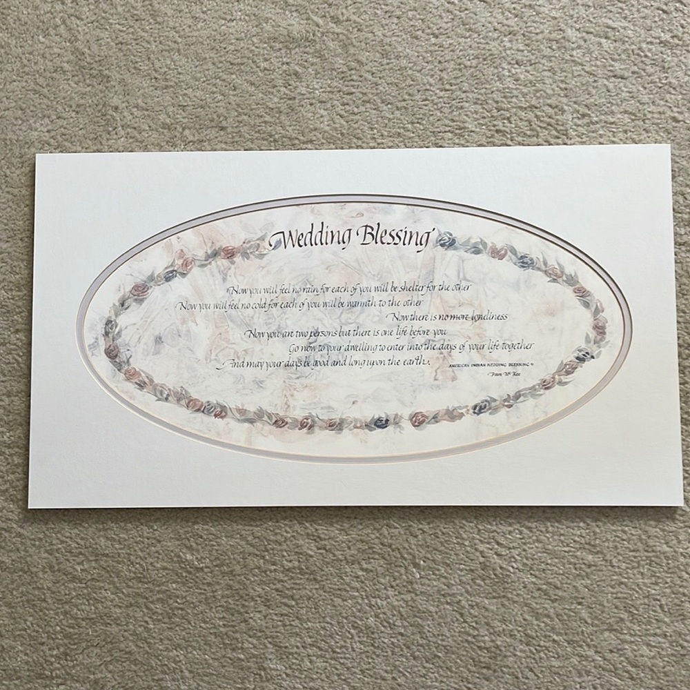 Vintage American Indian Wedding Blessing Mounted Wall Hanging Made By Pam Mc Kee